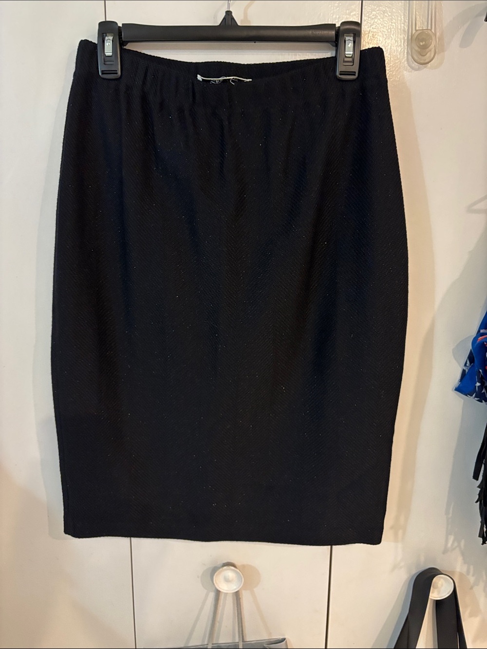 St. John Collection by Marie Gray Santana Knit Pencil Skirt Black Glitter,8